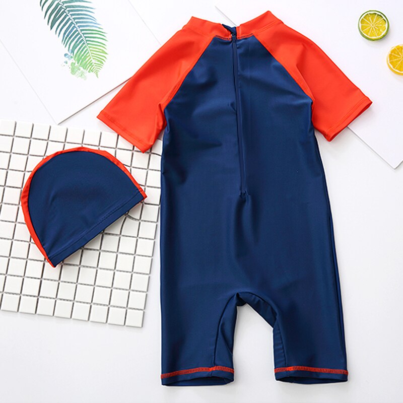 Bonito do bebê meninos maiô com padrão dos desenhos animados criança maiô crianças roupa de banho uma peça terno de natação para crianças