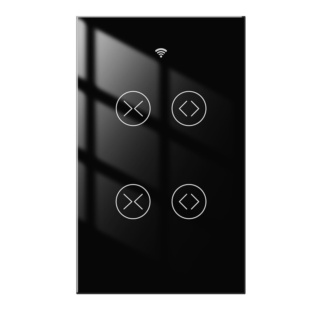 MoesHouse-Interruptor de doble cortina para persiana enrollable, Motor eléctrico con WiFi, RF, Tuya, 2 entradas, Google Home, Alexa, Smart Life: Switch US Black