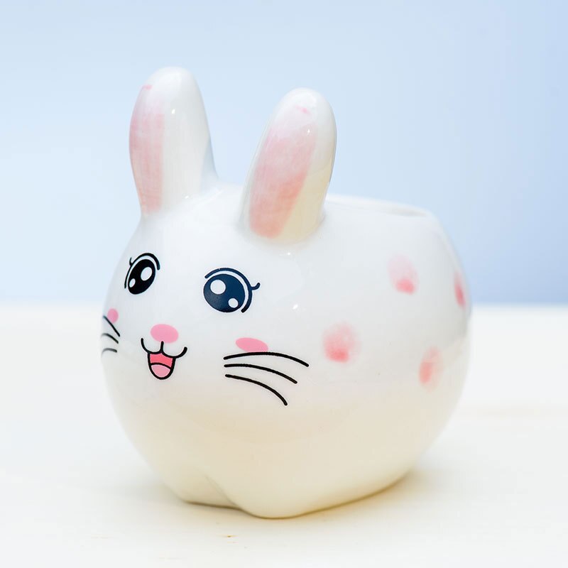 Petit pot de fleurs charnu en céramique, joli petit lapin, décoration de bureau, de bureau artisanaux: 06