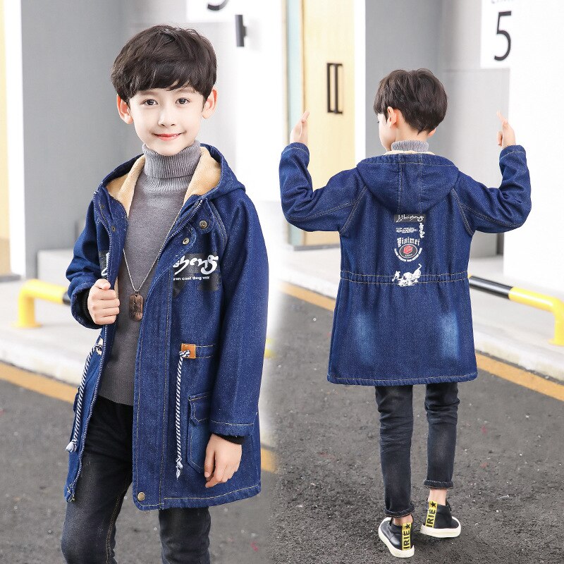 Manteau d'hiver pour garçons, style coréen pour adolescents, manteaux pour enfants Cowboy Plus veste en velours, pour enfants de 5-14 ans, Parka