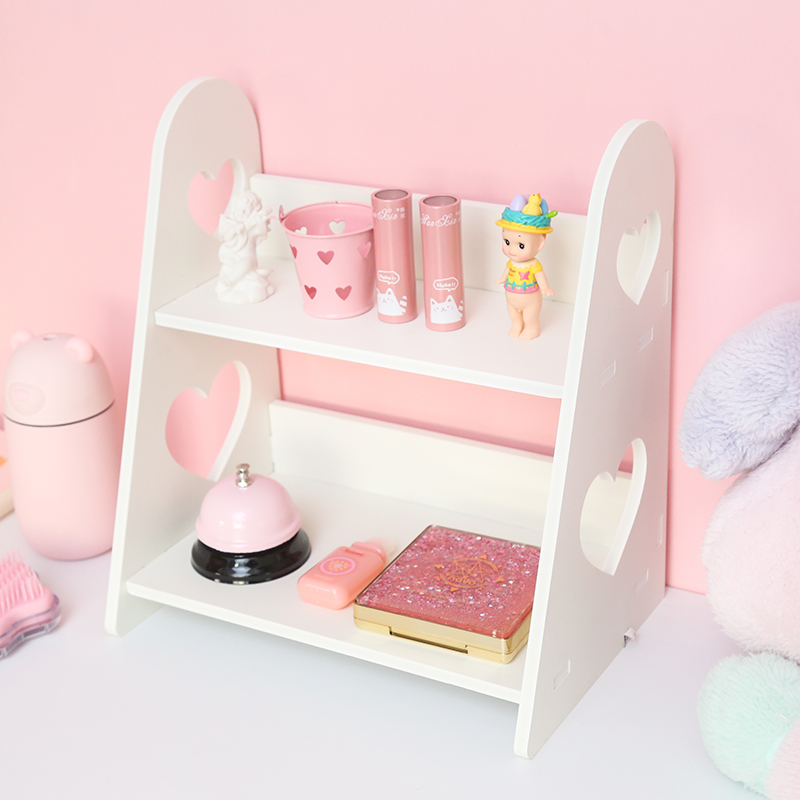 White DIY desktop organizer shelf holder cosmetics and stationery holder double-deck desktop shelf