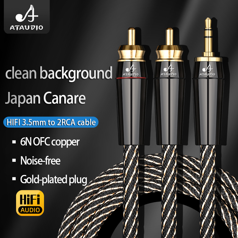 3,5mm til 2RCA Lydkabel - Stereo 3,5mm Jack til 2RCA Han AUX Kabel til MP3, Telefon, Forstærker, Højttaler