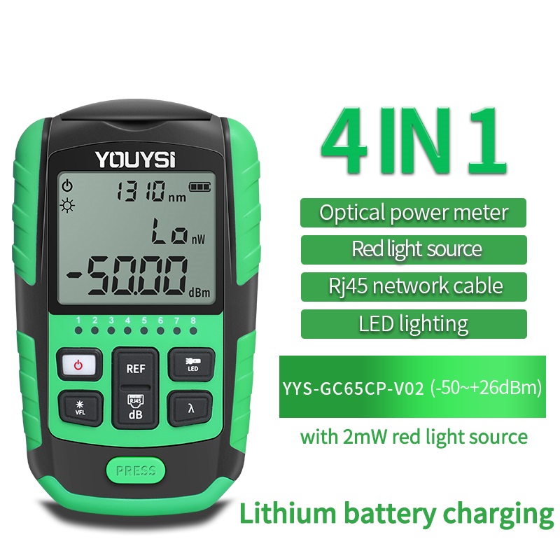 5G 10 Wavelength 4 in1 Optical Power Meter Visual Fault Locator Optical Fiber Tester VFL Network Cable Test: YYS-GC65CP-V02