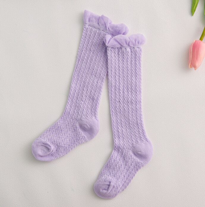 Kleur kinderen ademende sokken Katoen voor 0 Tot 4 Jaar Kids hoge knieën Sokken Gebruiken lente Herfst Zomer Been warmers jongen Meisje: 2 To 4 Year Purple