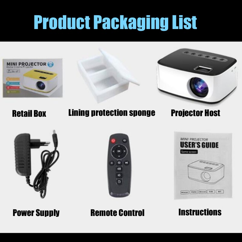 T20 USB LED HD 1080P Integrierte Version mit demselben Bildschirm Drahtloses Mobiltelefon MINI-Projektor Tragbarer Heimkino-Media-Video-Player