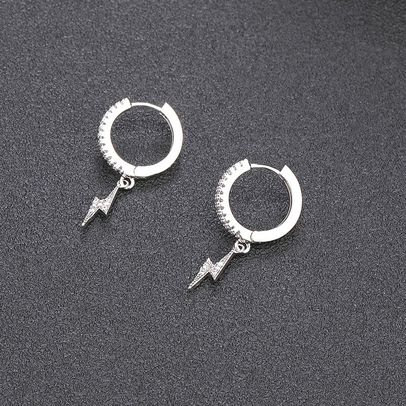 Trendy Volle Kristall Baumeln Ohrringe Blitz Bolzen Hoop Ohrringe Für Frauen Nette Koreanische Schmuck Pendientes Aros: Platinum Plated