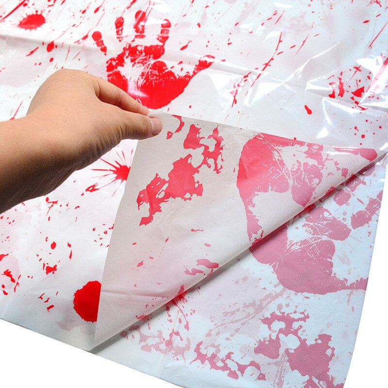 Halloween Bloody Tafelkleed, Bloederige Handafdrukken Ploetert Wegwerp Plastic Tafel Dekken, Grappige Thema Partij Decoratie