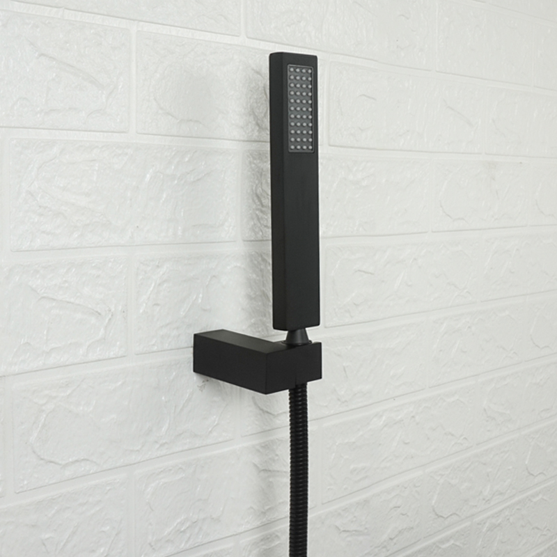 High Pressure Hand Held Shower Head Black Bathroom Adjustable Shower Holder 1.5M Stainless Steel Hose Brass Shower Sprayer Set