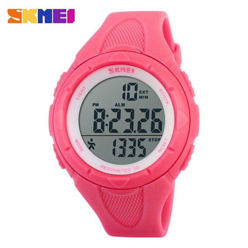 SKMEI Running Sport Horloges Vrouwen Stappenteller LED Digitale Horloges 50M Waterdicht Alarm Kalender Horloges 1108: Pink