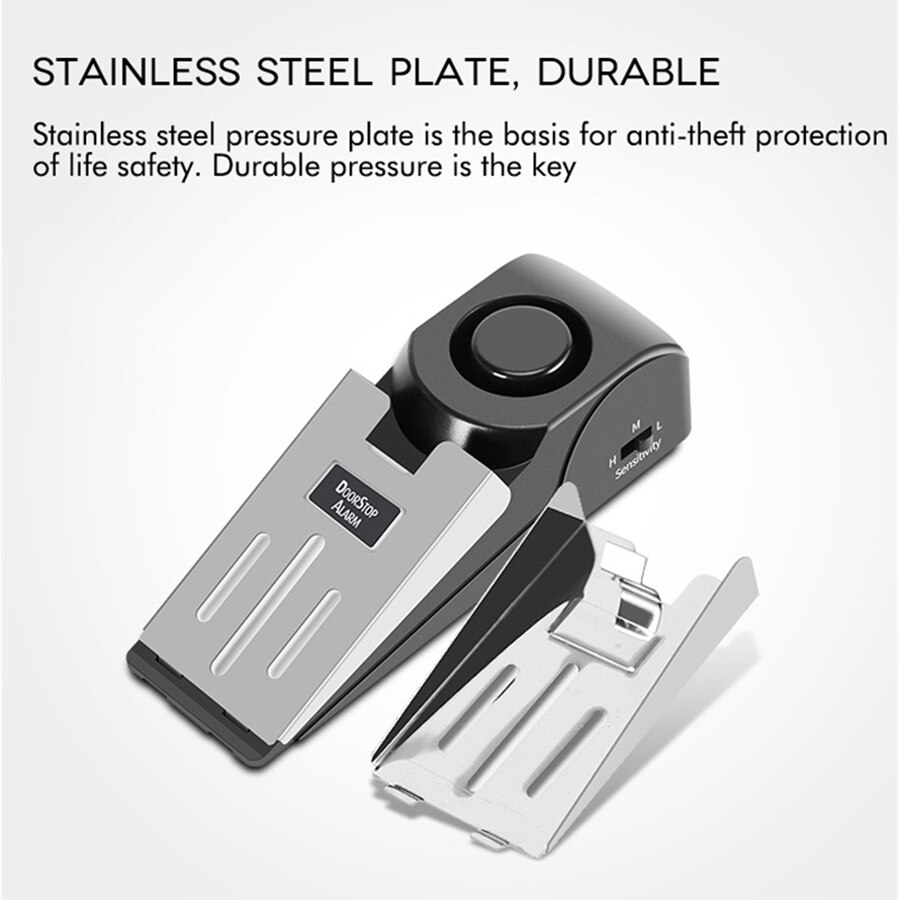 Door stop stopper alarm block blocking system 120 dB Anti-theft Burglar Stop System Security Home Wedge Shaped