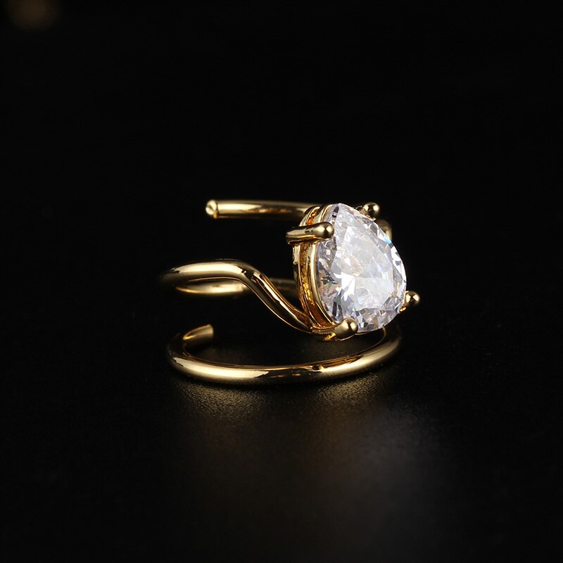 HUANZHI Neue Koreanische modisch Coole glänzend Strass Intarsien Fingerspitze Nagel Legierung ringe für Frauen Mädchen Party Zubehör: G