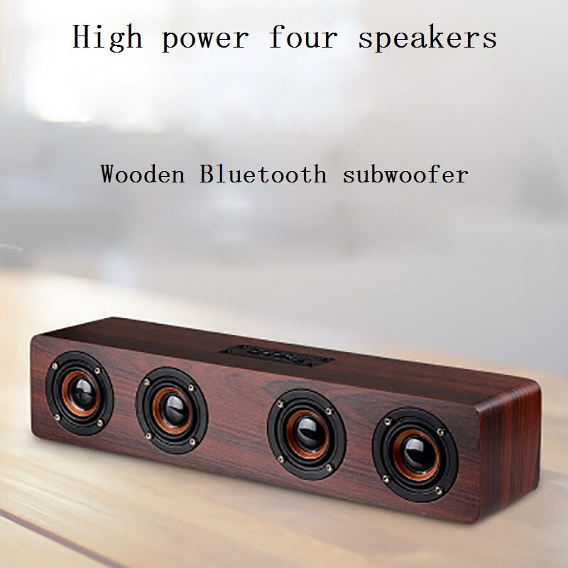 4 Speakers High Power Portable Bluetooth Speaker Wireless FM Radio Furniture Wooden Bluetooth Speaker Shock Sound Super Bass