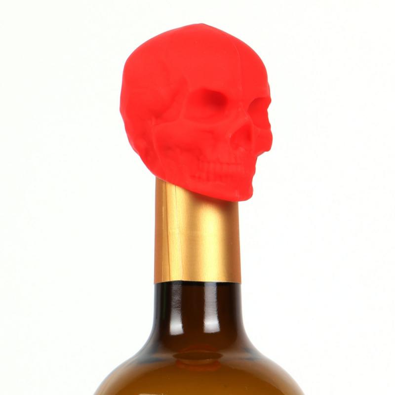 Tapón de silicona con cabeza de calavera para botella de vino, tapón de sellado a prueba de fugas, para vino, cerveza, 1 unidad