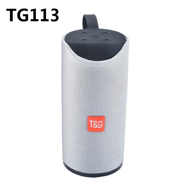 TG113 Portable Bluetooth Speaker Wireless Column 3D Stereo Bass Waterproof Speakers Outdoor Subwoofer Loudspeaker FM AUX USB TF: TG113 Silver