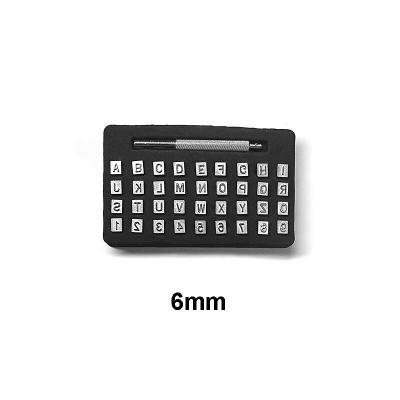 DIY Leather Stamper Tool Capital Letter Number Steel Carving Printing Handmade Logo Kit Punch Handle Craft Supplie: 6mm
