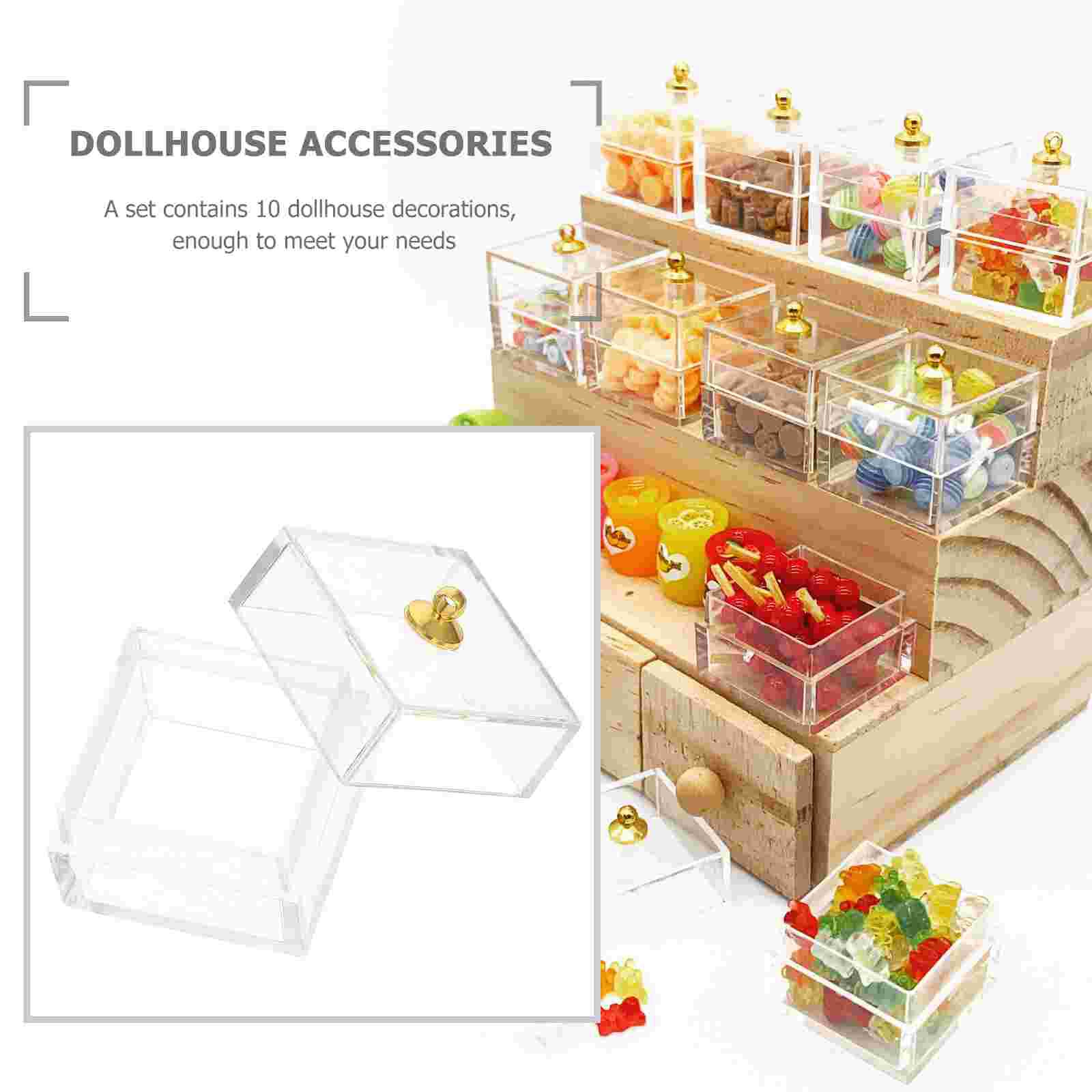 10Pcs Candy Display Box Plastic Storage Case Mini Adornment (Transparent)