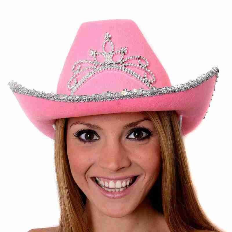 Roze Cowboy Hoed Westerse Stijl Tiara Cowgirl Hoed Voor Vrouwen Meisje Roze Tiara Cowgirl Hoed Cowboy Cap Kostuum Party hoed