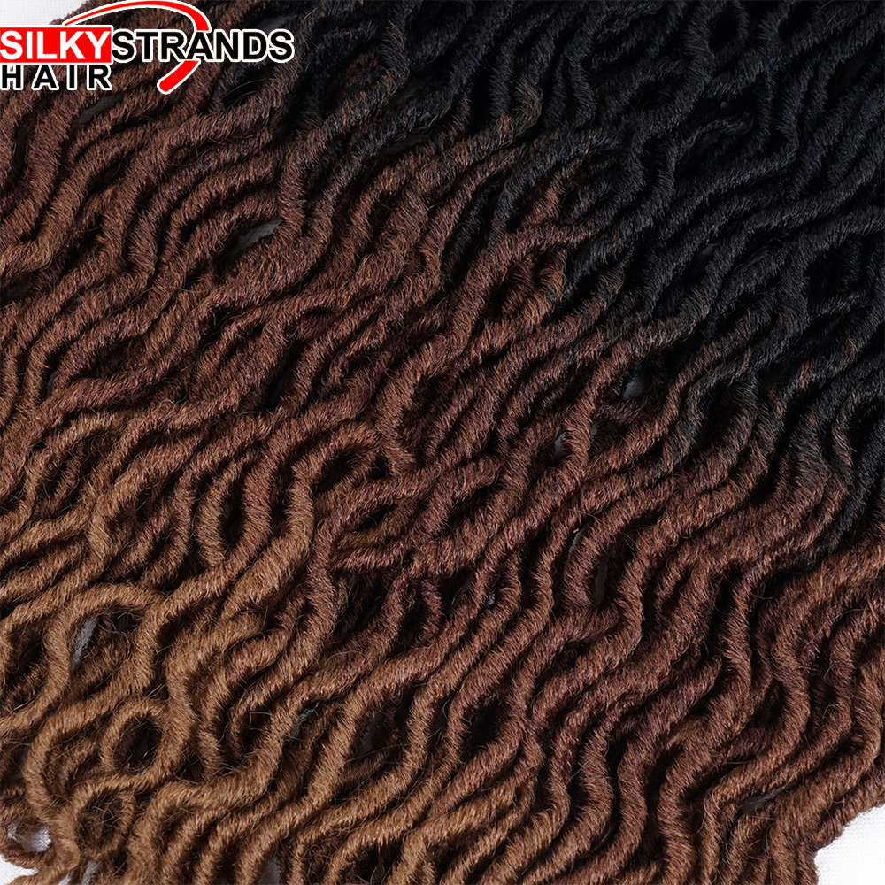 24 Strands Ombre Curly Faux Locs Crochet Hair Synthetic Kanekalon Dread Locs 20 Inch Senegalese Twist Hair Extensions for Women
