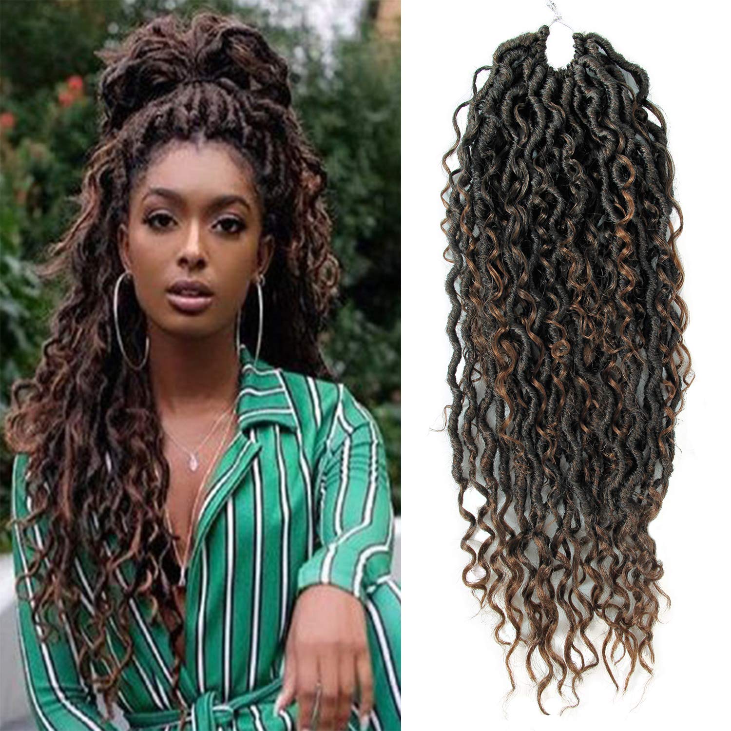 Diosa Locs Pelo de ganchillo Locs sintéticos River Locs Pelo de ganchillo con extremos rizados Diosa Faux Locs Pelo de ganchillo para mujeres negras