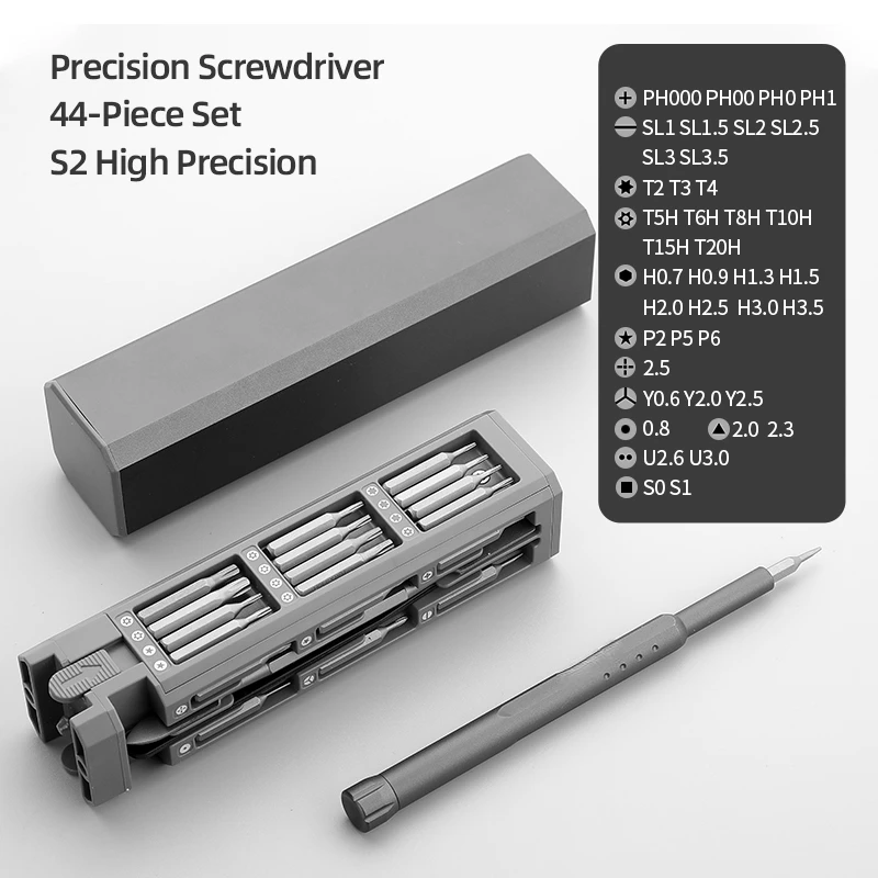 Schroevendraaier Kit 30 40 44 Precisie Magnetische Bits Demontabel Schroevendraaier Set Tool voor Mobiele Telefoon Reparatie Handgereedschap: Black