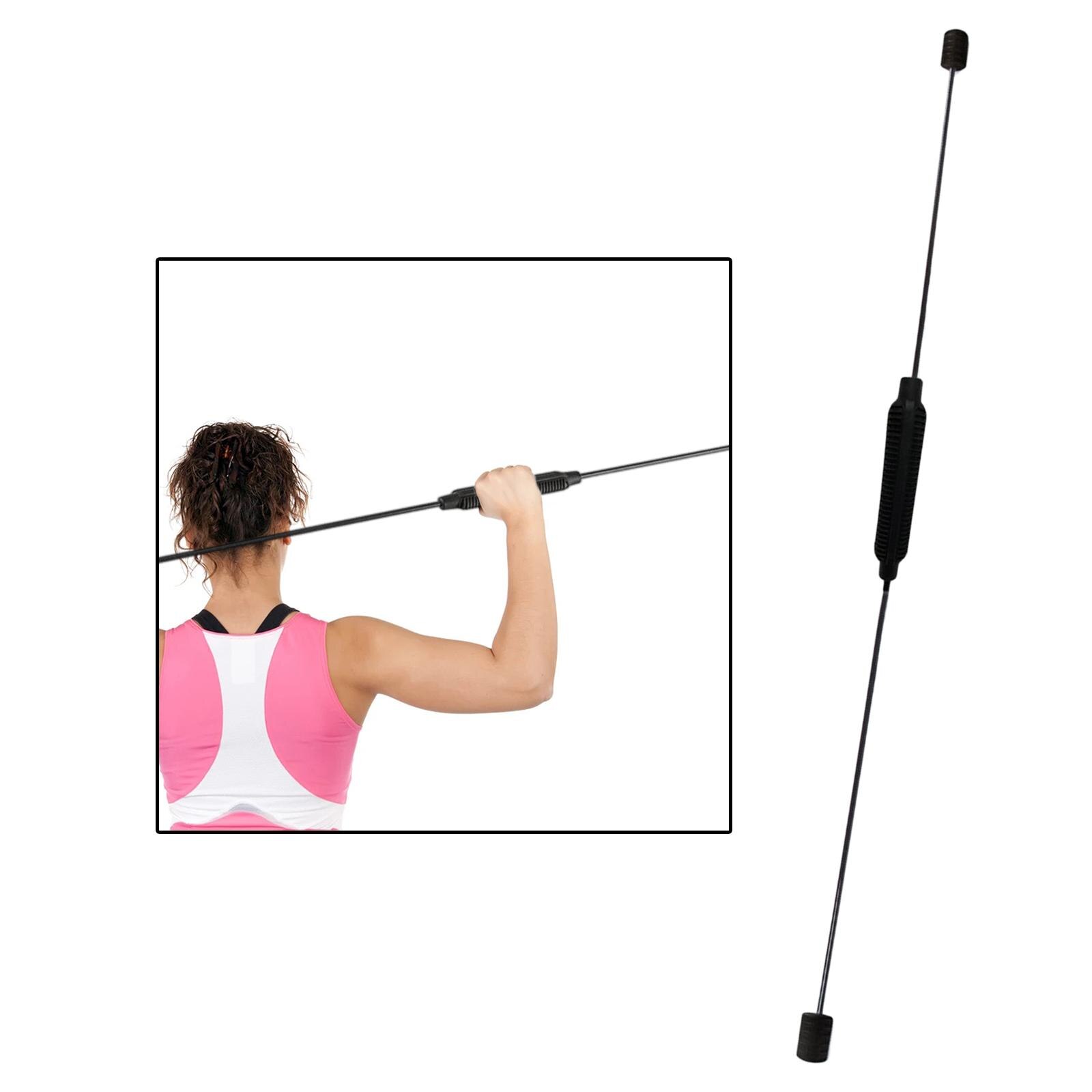 Home Elastic Fitness Bar Rubber Handle High Multifunctional Exercise Stick: Black Not Detachable