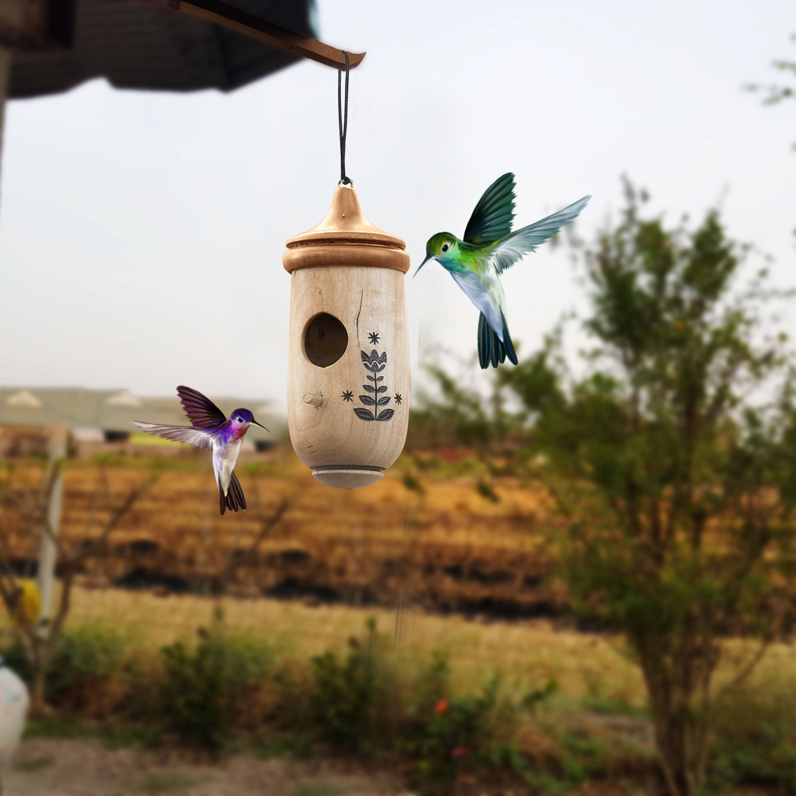 Mode Buiten Houten Hummingbird Huis Opknoping Swing Hummingbird Voor Winterkoninkje Swallow Sparrow Huizen Hummingbird