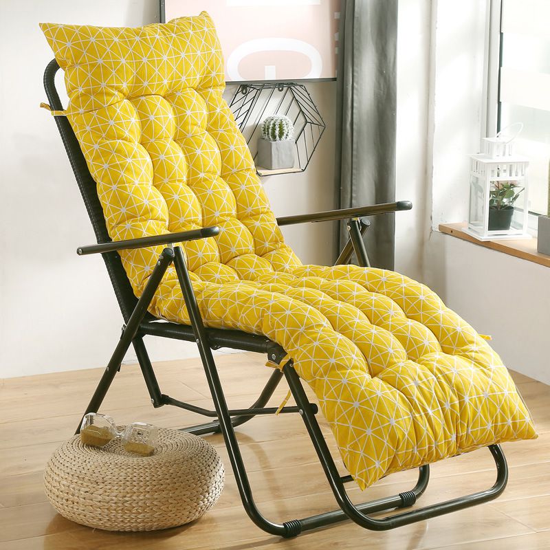 Lang pute hvilestol nordic style print solseng stol sofa tatami matte tykk pute terrasse hage sammenleggbar gyngende sofa sitteunderlag: Gul geometri / 48 x 122cm