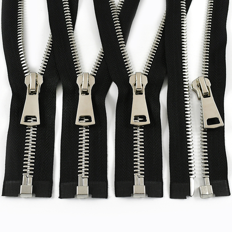 1Pc 70-100cm 8# Metal Zipper Double/Single Slider Open End Auto Lock Zippers for Bag Jacket Sewing Closures Zip Cloth Accessory: Gun Metal / Option4