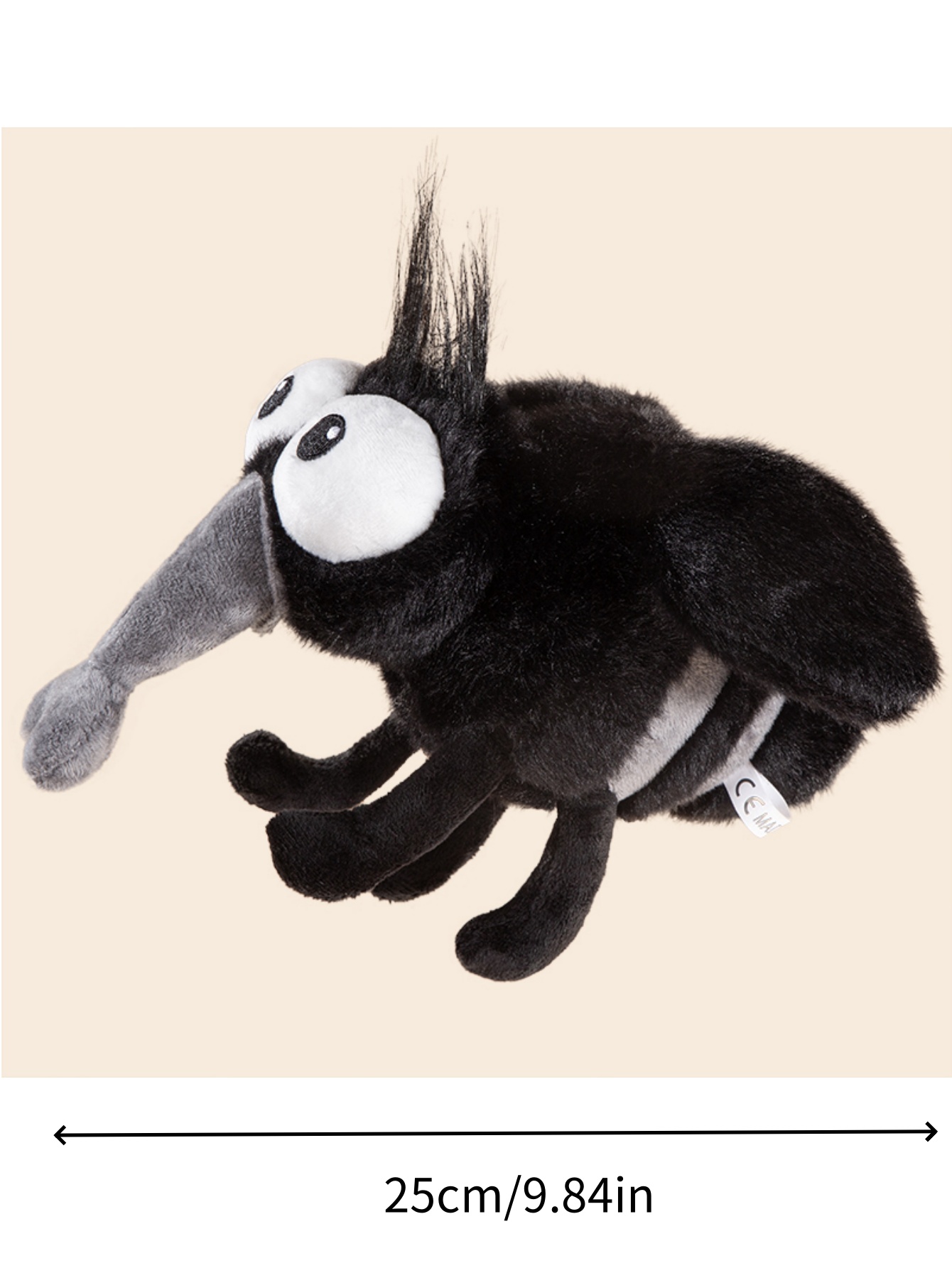 13 cm/25 cm Sommer-Mücken-Plüsch, niedlicher gefüllter Käfer mit wütendem Gesicht, lustiges Anti-Schädlings für Kinder und Meme-Liebhaber, Heimdekoration, Partyspiel: Black