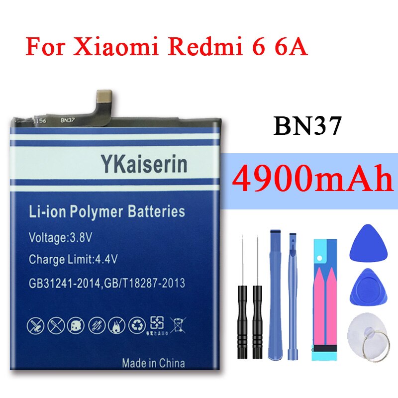 100% Original YKaiserin para Xiao Mi BN37 batería de 4900mAh para Xiaomi Redmi Nota 6 Redmi6 Redmi 6A baterías de reemplazo de teléfono