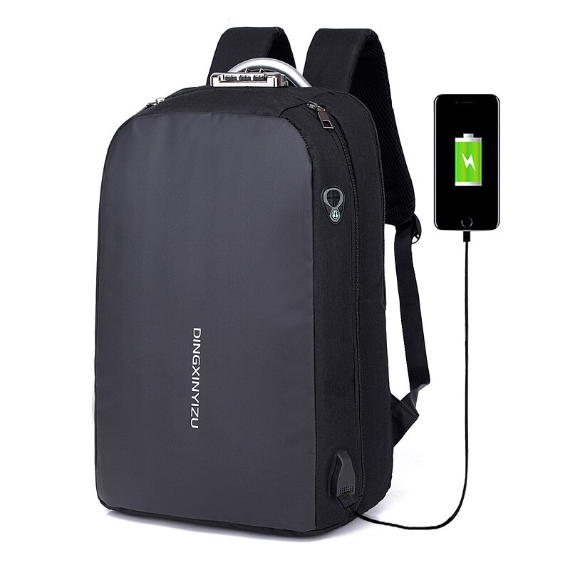 Mannen Laptop rugzak USB opladen anti-diefstal wachtwoord lock schooltas Tiener vrouwen waterdichte rugzak mochila hombre: Set 2