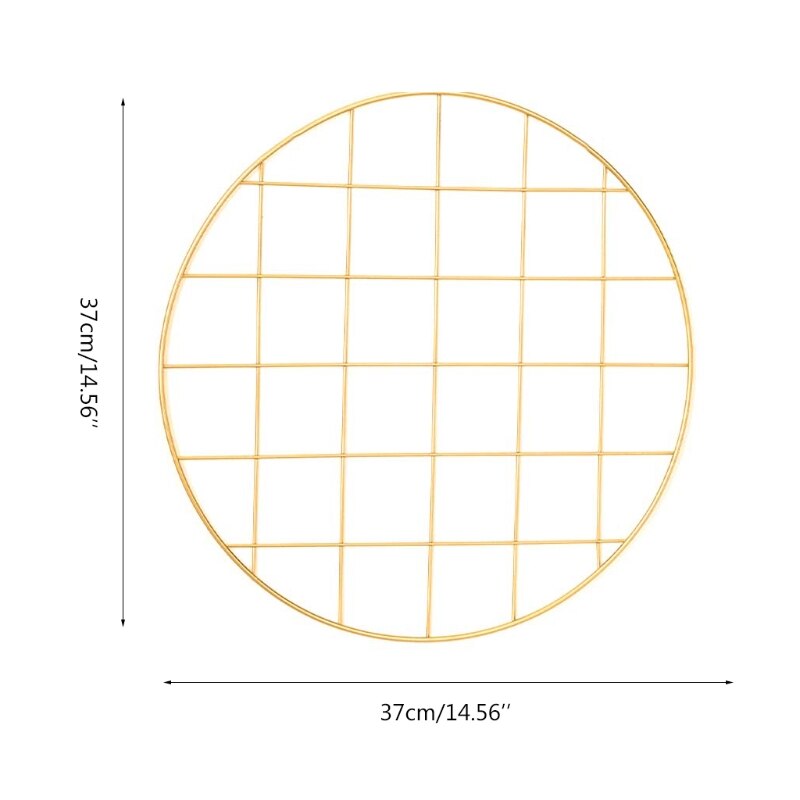 4pcs Round Mesh Grid Wall Photo Postcards Display Organizer DIY Pictures Frame M68E