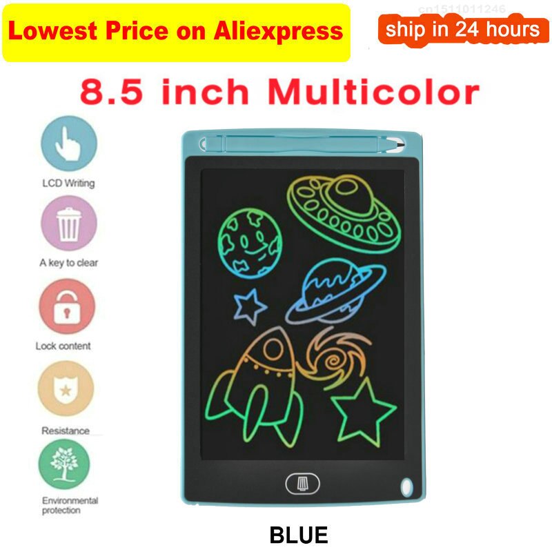 8.5Inch Electronic Drawing Board LCD Screen Writing Tablet Digital Graphic Drawing Tablets Electronic Handwriting Pad Board+Pen: Multicolor blue
