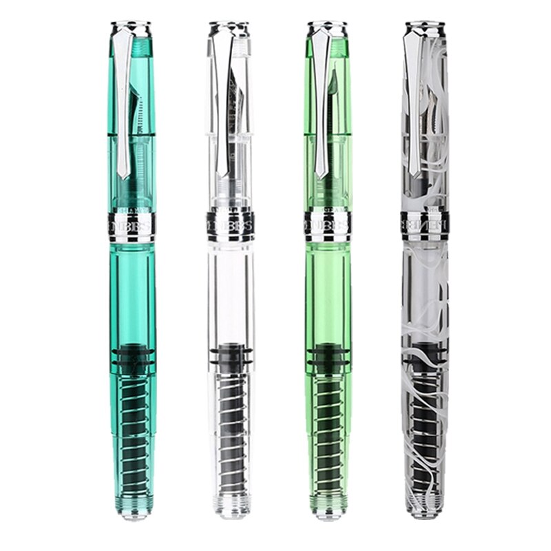PENBBS 500 de acrílico colorido pluma estilográfica con émbolo Clip de plata Punta fina F escribir fuente bolígrafos la escuela de artículos de oficina