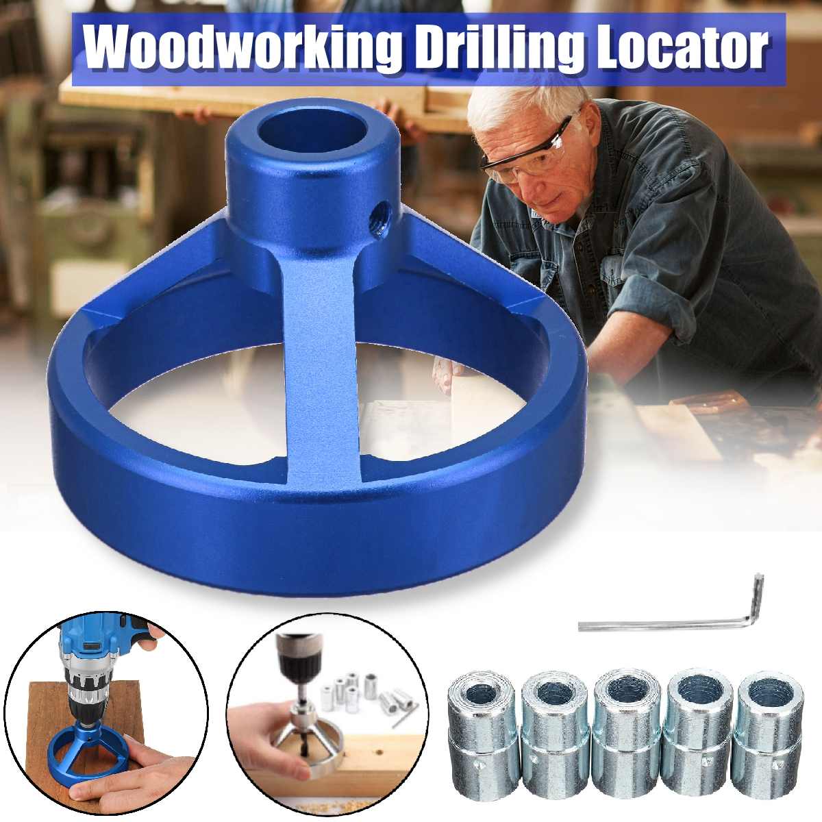 Drill Guide Hole Vertical Pocket 90 Degree Drill Hole Punch DIY Locator Kit Woodworking Tools