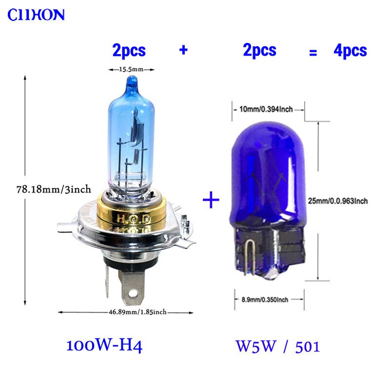 Ciihon-faro delantero de xenón para coche, bombilla de luz de costado, para Renault Clio MK2 1,2 98-04 Hatchback H4 501 55W 100W: Mix Set-100W-HOD