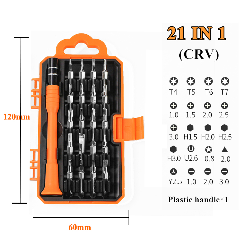 Screwdriver Set of Screw Driver Bit Set Mobile Phone Repair Device Hand Tools Multi-function Precision Torx Hex 21/31 in 1: 21 in 1 CRV B
