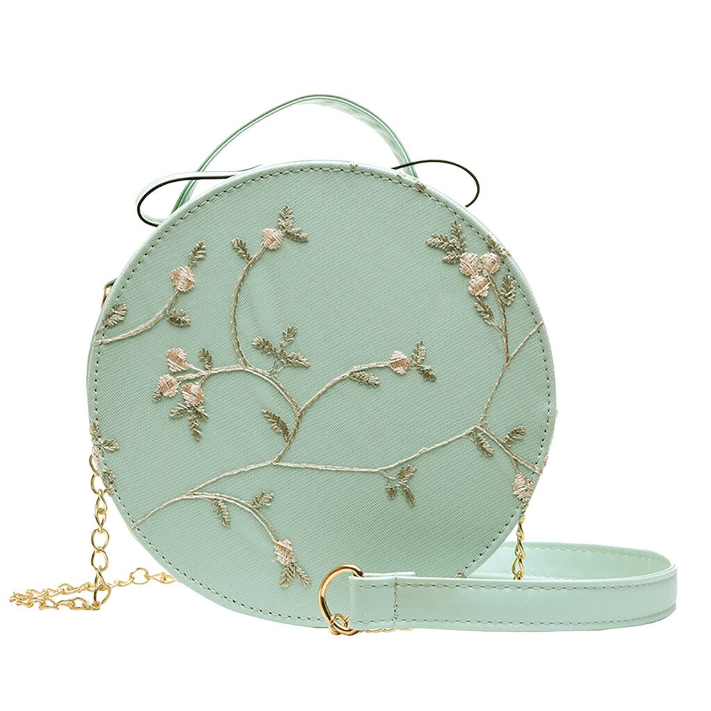 #35 Sacchetti di Mano delle signore Del Merletto di Modo affrescare Borsa del Sacchetto di Crossbody di colore Solido Piccola Borsa Rotonda per Le Donne 2019 Сумка через плечо: verde