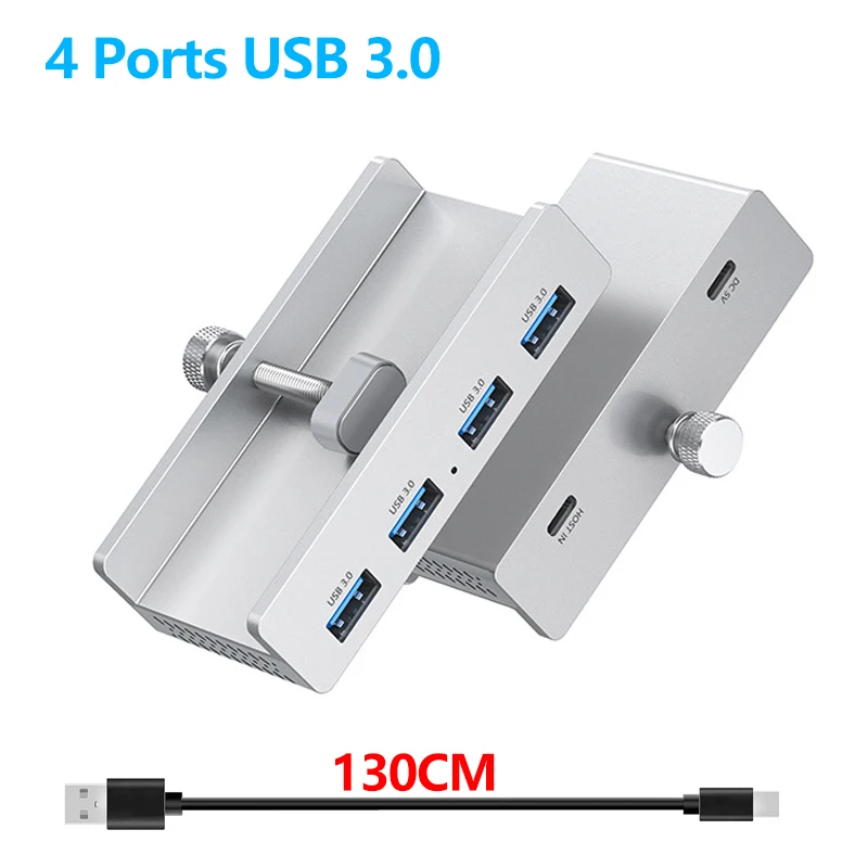 10Gbps Clip USB HUB Clamp USB3.2/3.0/2.0 Splitter Universal External Adapter For iMac Macbook Lenovo Desktop PC Accessories: Orange