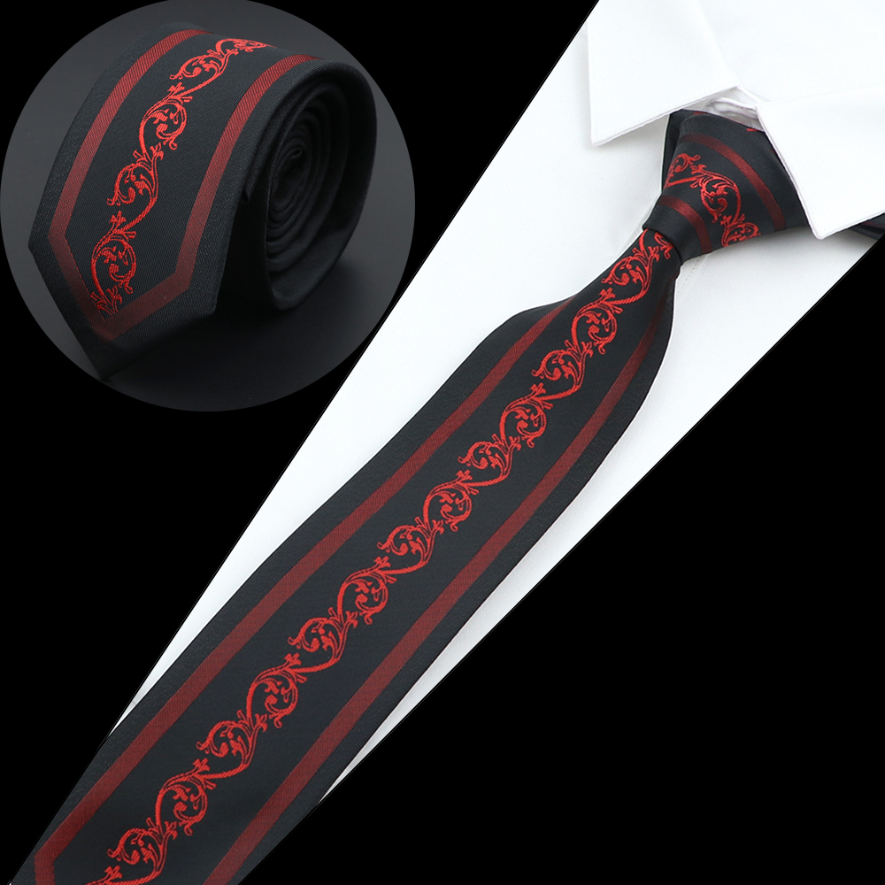 Nuova cravatta di lusso moda uomo cravatta in tessuto jacquard magro sottile 6 cm rosso marrone floreale cravatta festa banchetto camicia accessorio regalo