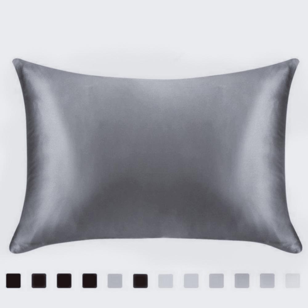 Ren emulering satin siden örngott fyrkantig kudde enkelfodral stolsits mjuk mulberry vanligt örngott fodral: Mörkgrå / Uk singel (20 x 30 tum)