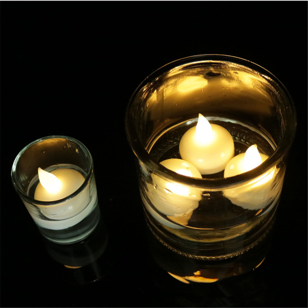 1 PACK Battery Operated Waterproof Flameless Floating Tea lights Flickering LED Tea Lights Candles for Wedding, Party, Pool SPA