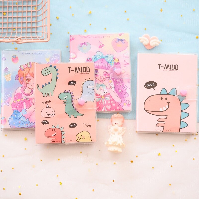 Small Dinosaur Button Rubber Sleeve Notebook Vocabulary Mini Notebook Notepad School Supply Escolar Papelaria