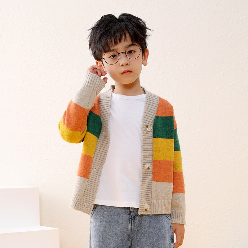 Herfst Peuter Jongen Truien Kinderen Katoen Vesten Jongens Gestreepte Jumper Truien Kinderen Lange Mouwen V-hals Jas Kinderen Trui