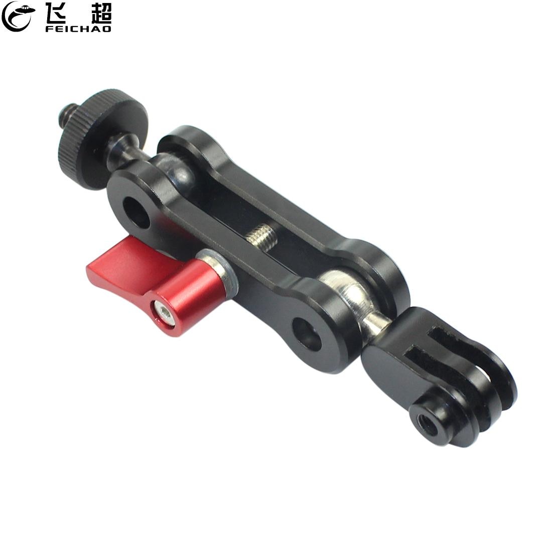 Magic Arm Statief Mount 1/4 Adapter Dual Head Pivot Activiteit Connector 360 Rotatie Aluminium Voor Gopro Hero 9 8 7 actie Camera