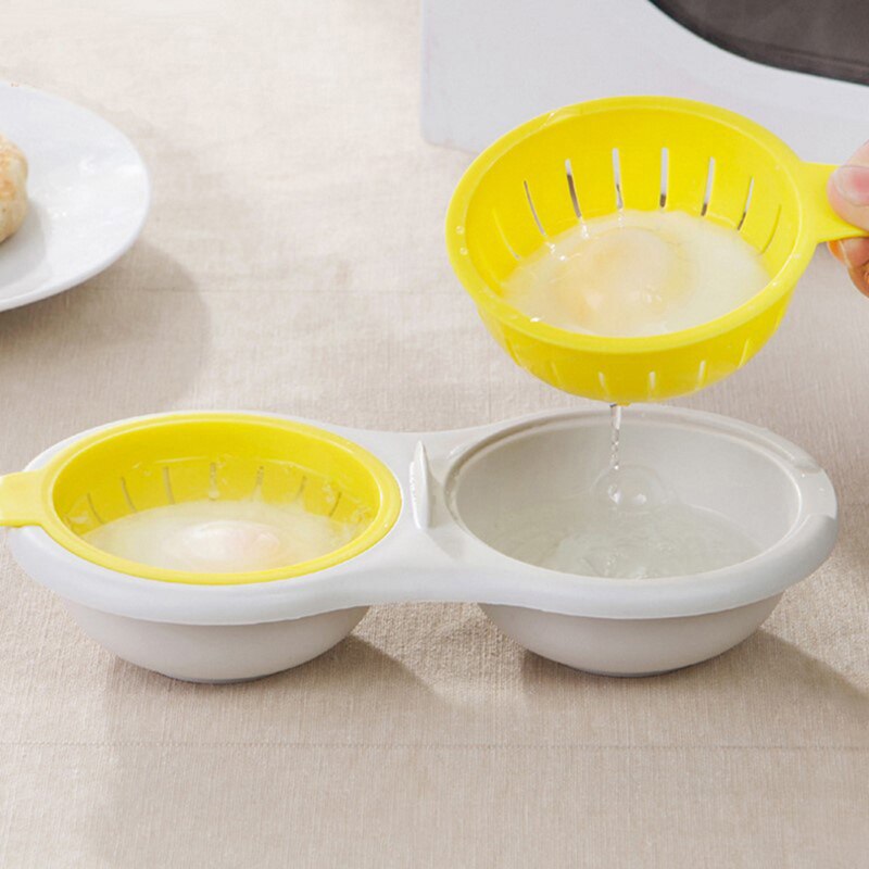 Microwave Egg Poacher Cookware Double Cup Egg Boiler Steamed Egg Set Ovens