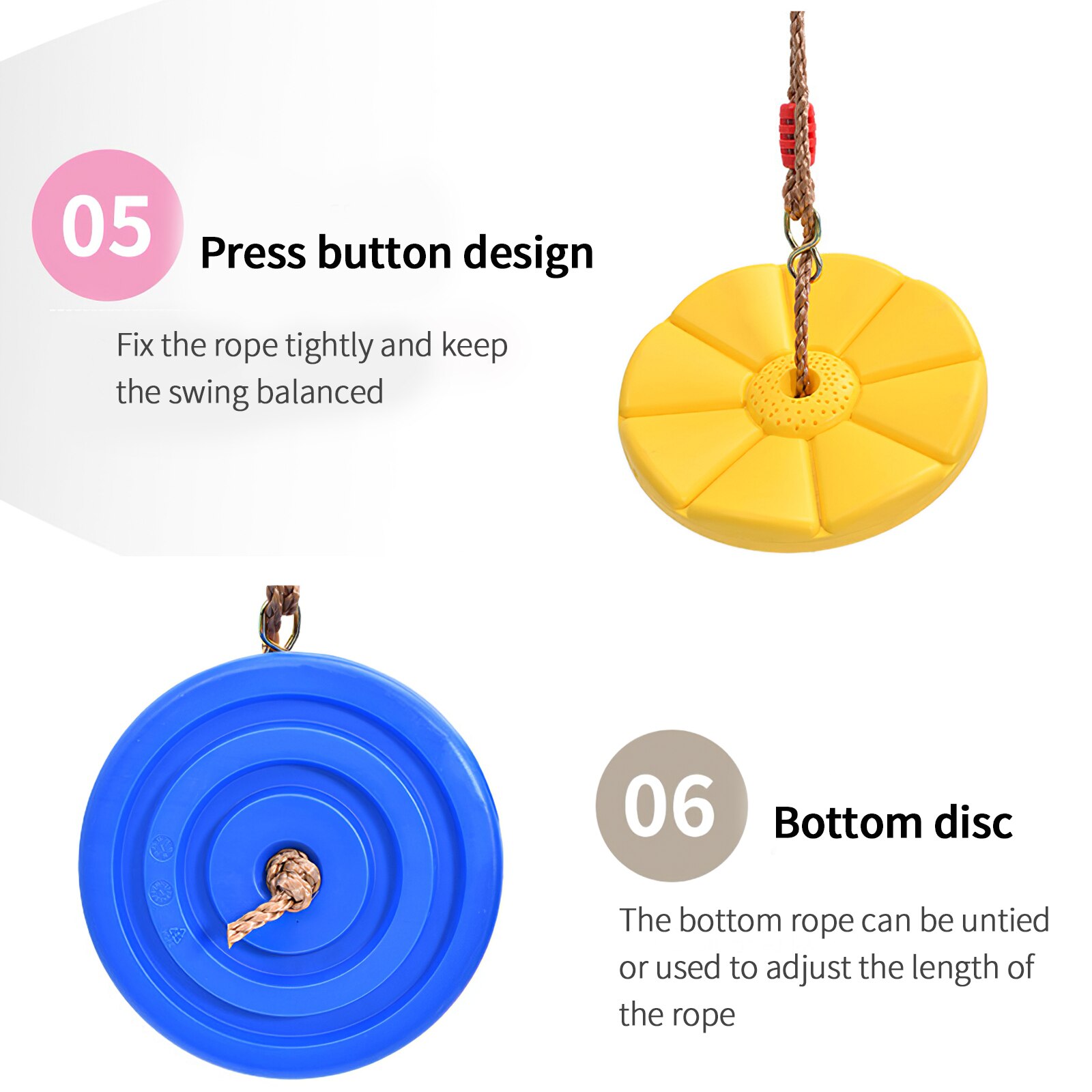 Kids Tree Swing Climbing Rope With Platforms,Disc Tree Swing Seat,Outdoor Indoor Swings Set Accessories Bear Large Weight