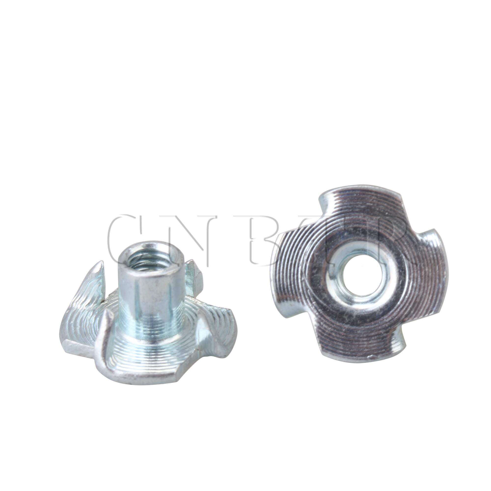 CNBTR 100x Carbon Steel Captive Blind Inserts Nuts for Wood Furniture M4x7.6mm