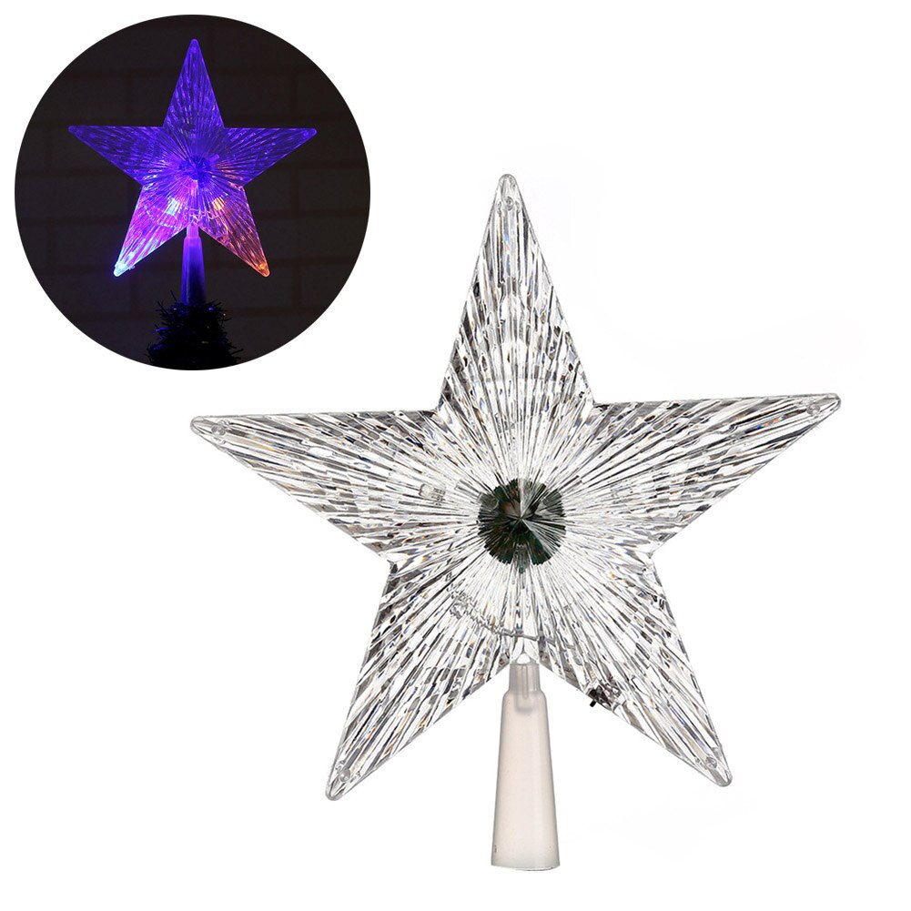 Kerstboom Top Ster Shiny Xmas Decor Transparant Led Lichtgevende Treetop Sterren Christmas Party Festival Ornament SNO88: Default Title