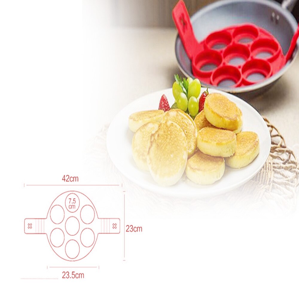 7 huller pandekage silikone form cirkulære stegte æg forme nonstick flip pandekagemaskine omelet æggeforme ringe madlavningsværktøj